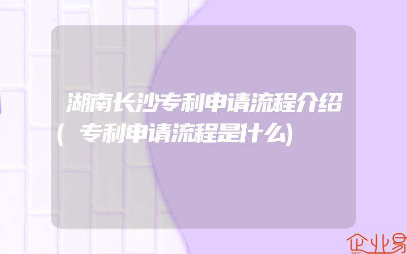 湖南长沙专利申请流程介绍(专利申请流程是什么)