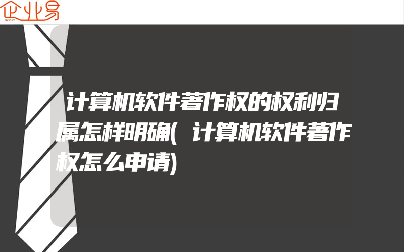 计算机软件著作权的权利归属怎样明确(计算机软件著作权怎么申请)