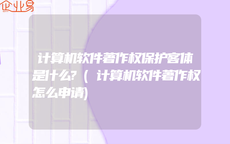 计算机软件著作权保护客体是什么?(计算机软件著作权怎么申请)