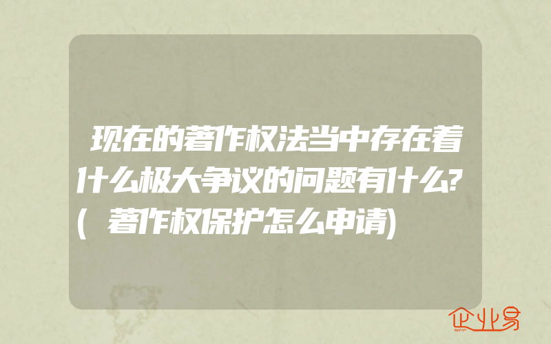 现在的著作权法当中存在着什么极大争议的问题有什么?(著作权保护怎么申请)