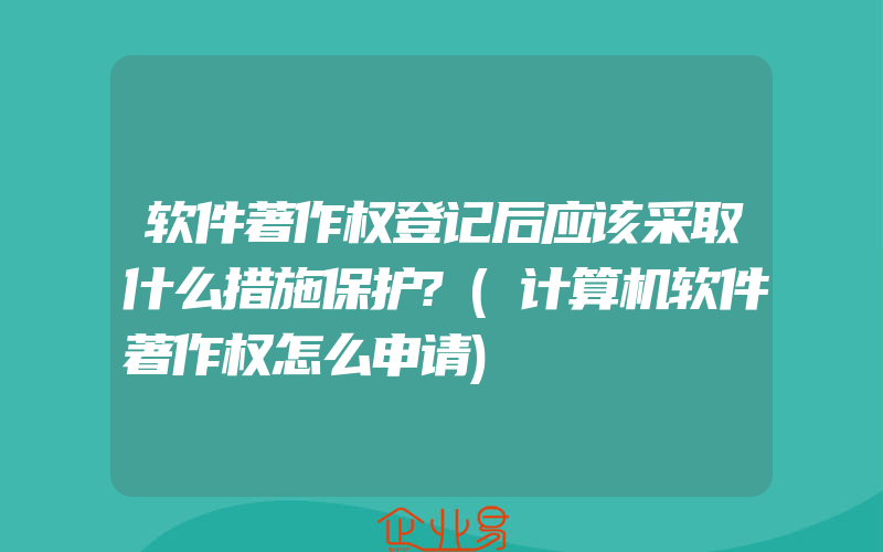 软件著作权登记后应该采取什么措施保护?(计算机软件著作权怎么申请)