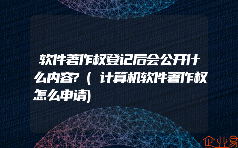 软件著作权登记后会公开什么内容?(计算机软件著作权怎么申请)