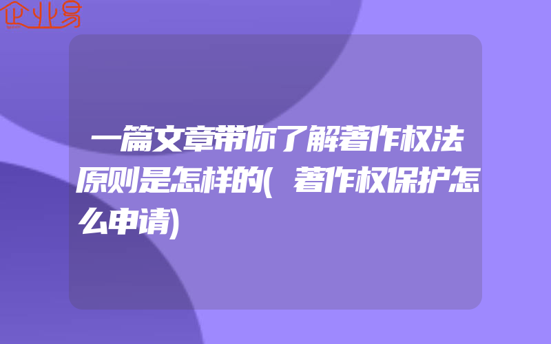 一篇文章带你了解著作权法原则是怎样的(著作权保护怎么申请)