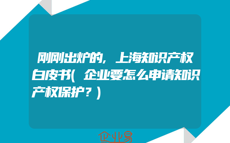 刚刚出炉的,上海知识产权白皮书(企业要怎么申请知识产权保护？)