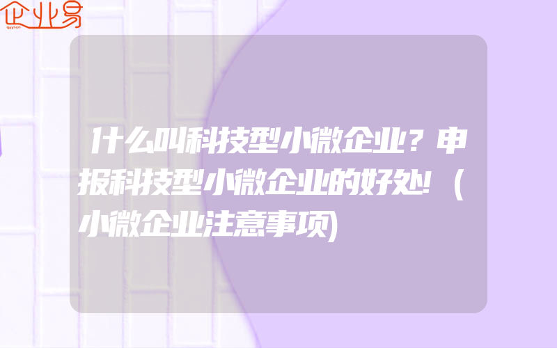 什么叫科技型小微企业？申报科技型小微企业的好处!(小微企业注意事项)