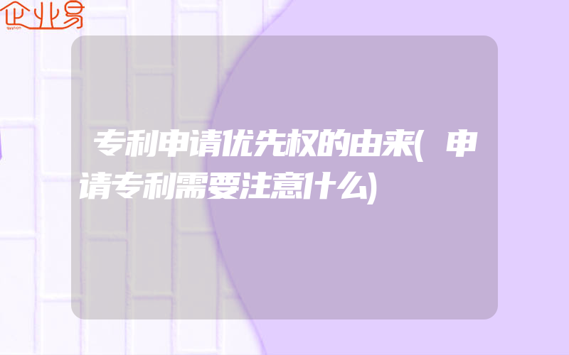 专利申请优先权的由来(申请专利需要注意什么)