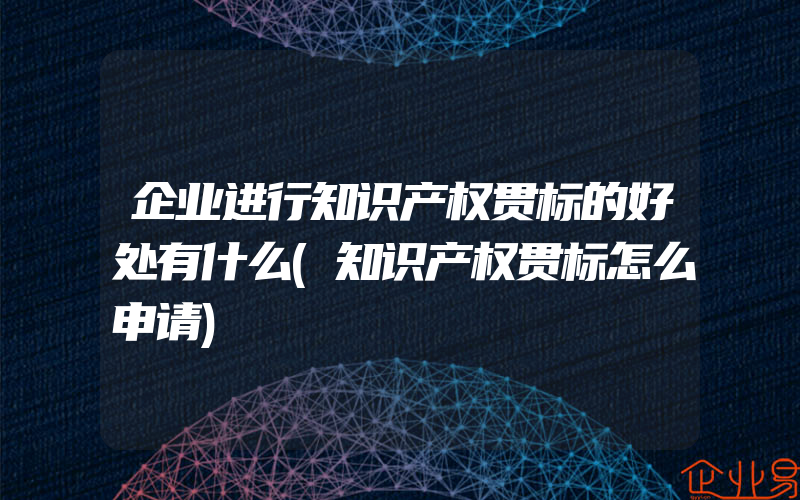 企业进行知识产权贯标的好处有什么(知识产权贯标怎么申请)