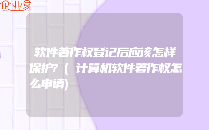 软件著作权登记后应该怎样保护?(计算机软件著作权怎么申请)