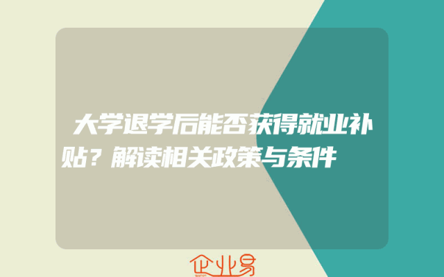 大学退学后能否获得就业补贴？解读相关政策与条件