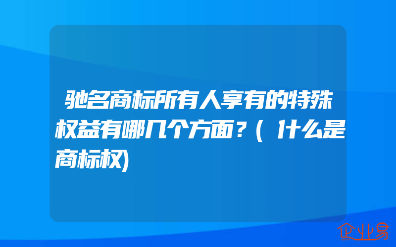 驰名商标所有人享有的特殊权益有哪几个方面？(什么是商标权)