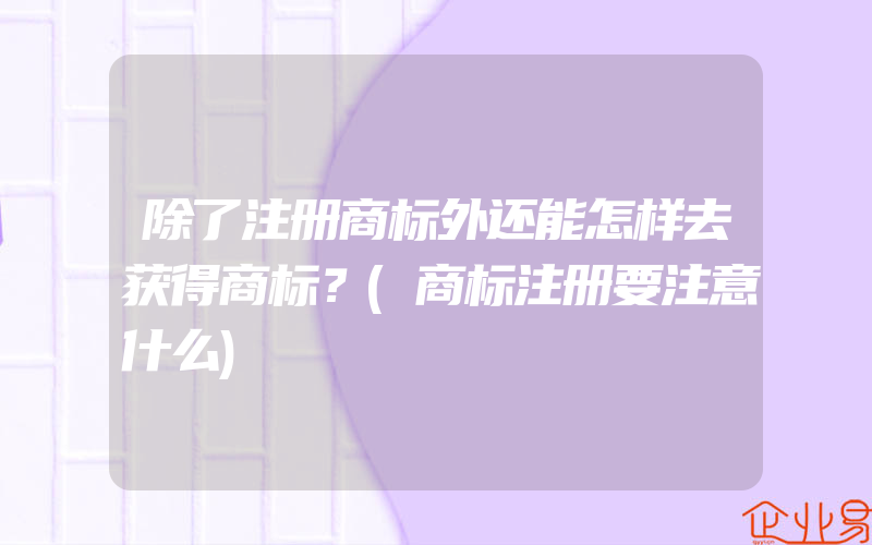 除了注册商标外还能怎样去获得商标？(商标注册要注意什么)