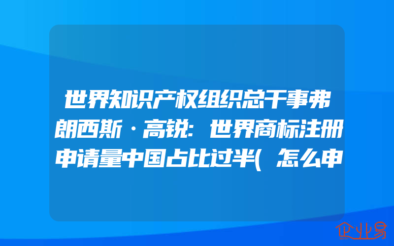 世界知识产权组织总干事弗朗西斯·高锐:世界商标注册申请量中国占比过半(怎么申请商标注册)