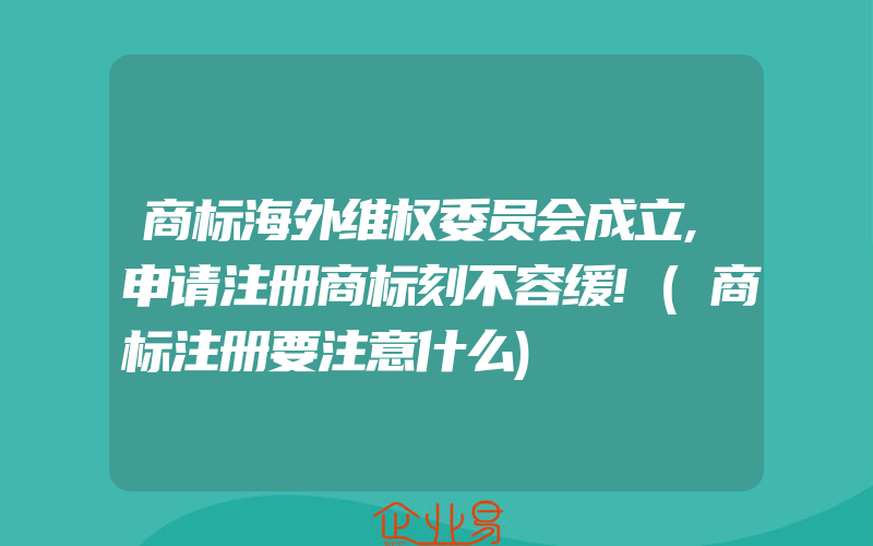 商标海外维权委员会成立,申请注册商标刻不容缓!(商标注册要注意什么)