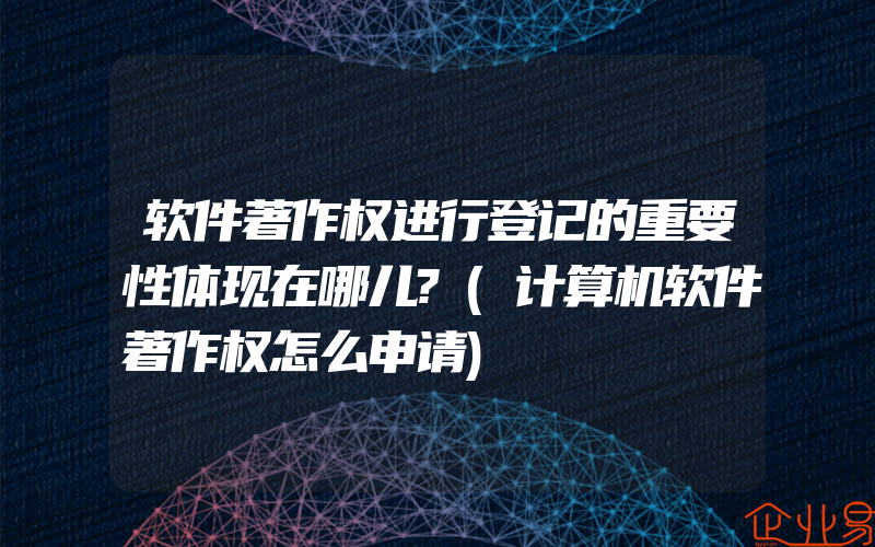 软件著作权进行登记的重要性体现在哪儿?(计算机软件著作权怎么申请)