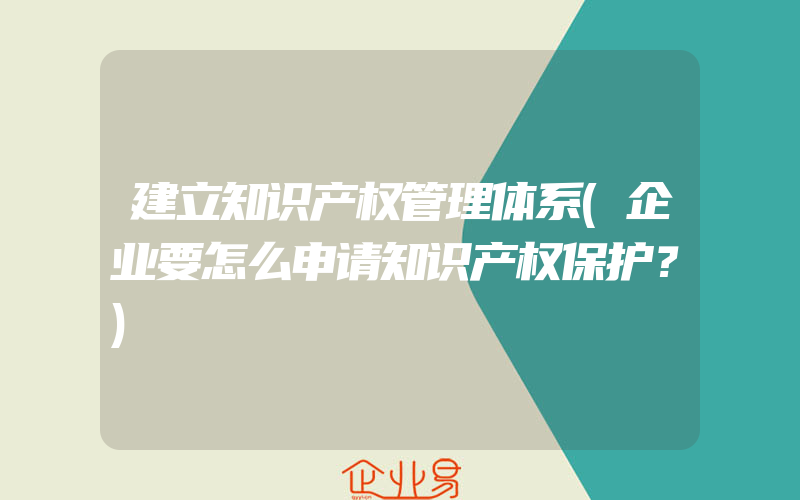 建立知识产权管理体系(企业要怎么申请知识产权保护？)