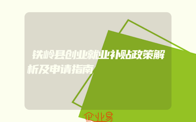 铁岭县创业就业补贴政策解析及申请指南