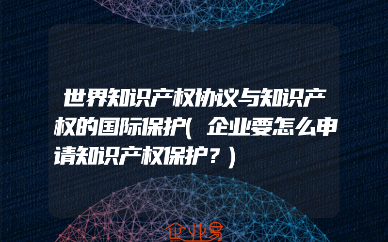 世界知识产权协议与知识产权的国际保护(企业要怎么申请知识产权保护？)