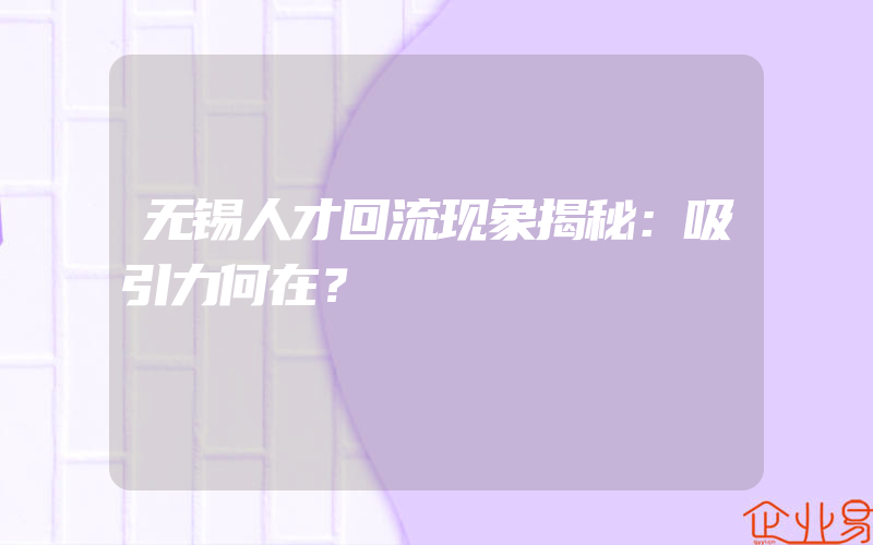 无锡人才回流现象揭秘：吸引力何在？