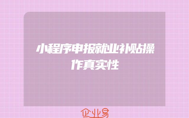 小程序申报就业补贴操作真实性