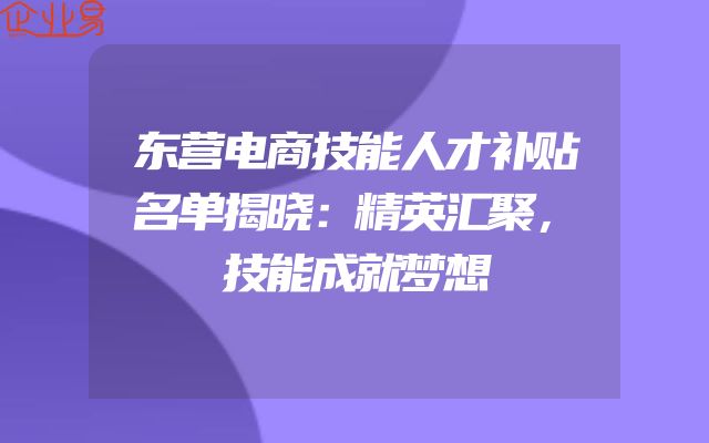 东营电商技能人才补贴名单揭晓：精英汇聚，技能成就梦想