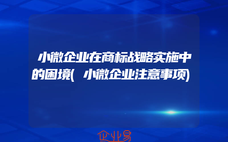 小微企业在商标战略实施中的困境(小微企业注意事项)