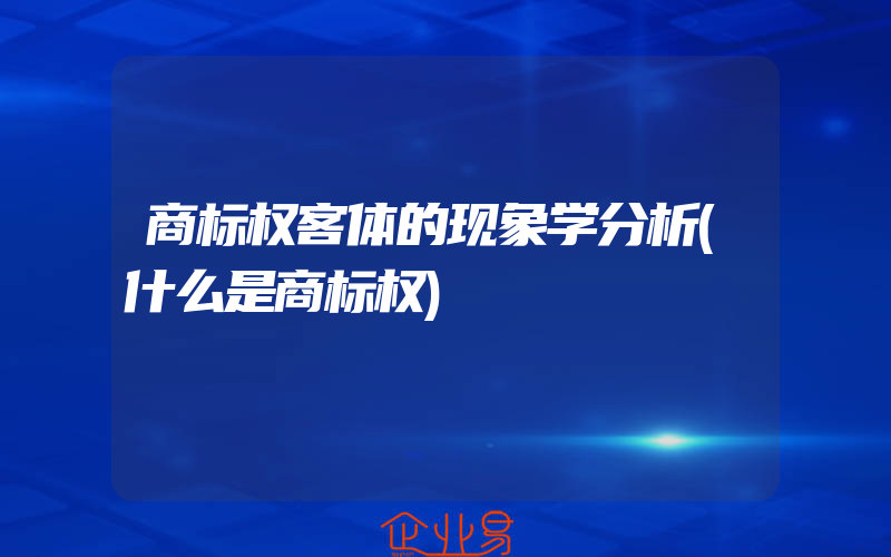 商标权客体的现象学分析(什么是商标权)