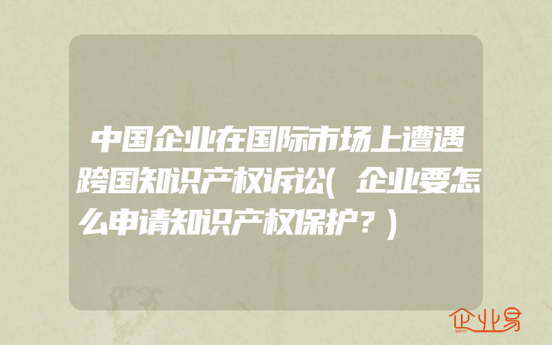 中国企业在国际市场上遭遇跨国知识产权诉讼(企业要怎么申请知识产权保护？)