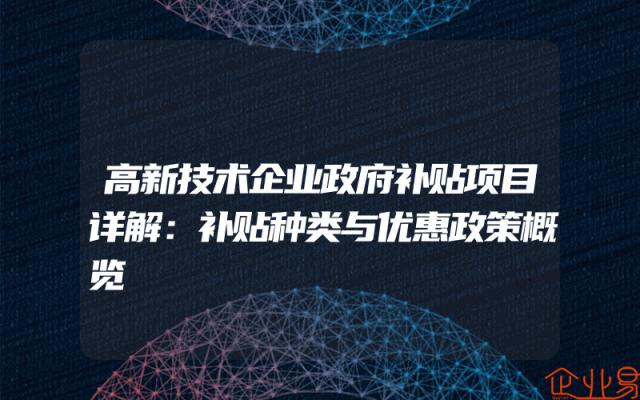 高新技术企业政府补贴项目详解：补贴种类与优惠政策概览