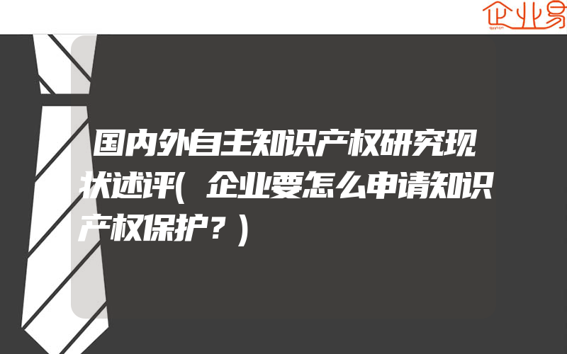 国内外自主知识产权研究现状述评(企业要怎么申请知识产权保护？)