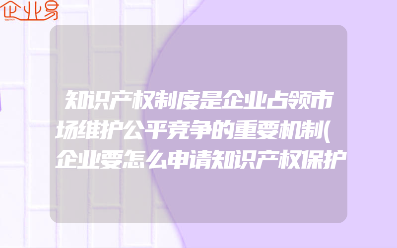 知识产权制度是企业占领市场维护公平竞争的重要机制(企业要怎么申请知识产权保护？)