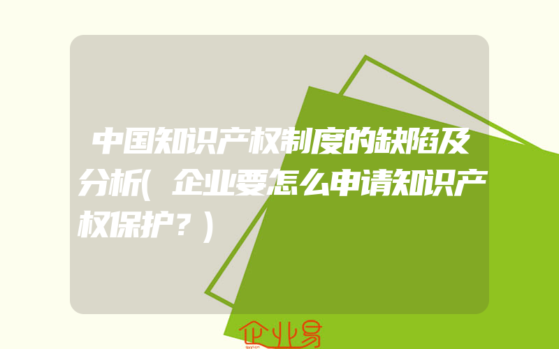 中国知识产权制度的缺陷及分析(企业要怎么申请知识产权保护？)