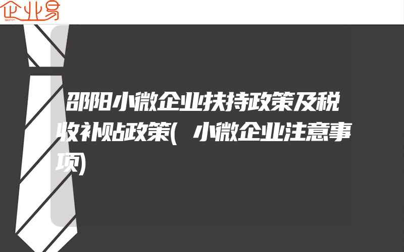 邵阳小微企业扶持政策及税收补贴政策(小微企业注意事项)