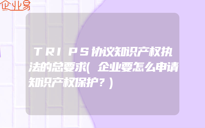 TRIPS协议知识产权执法的总要求(企业要怎么申请知识产权保护？)