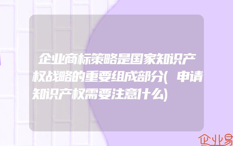 企业商标策略是国家知识产权战略的重要组成部分(申请知识产权需要注意什么)