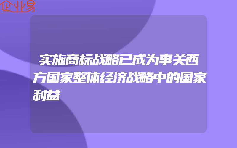 实施商标战略已成为事关西方国家整体经济战略中的国家利益