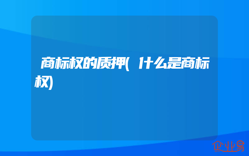 商标权的质押(什么是商标权)