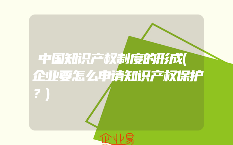 中国知识产权制度的形成(企业要怎么申请知识产权保护？)