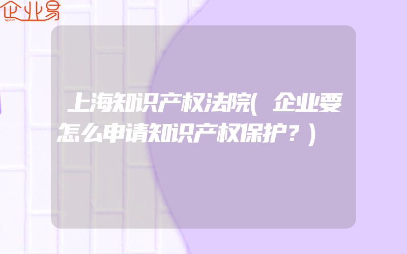 上海知识产权法院(企业要怎么申请知识产权保护？)