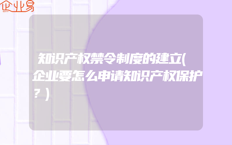 知识产权禁令制度的建立(企业要怎么申请知识产权保护？)