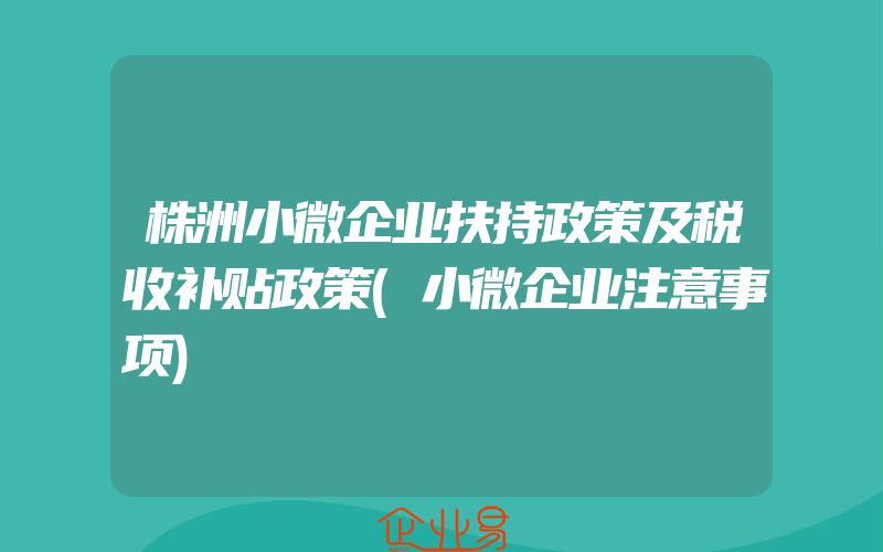 株洲小微企业扶持政策及税收补贴政策(小微企业注意事项)