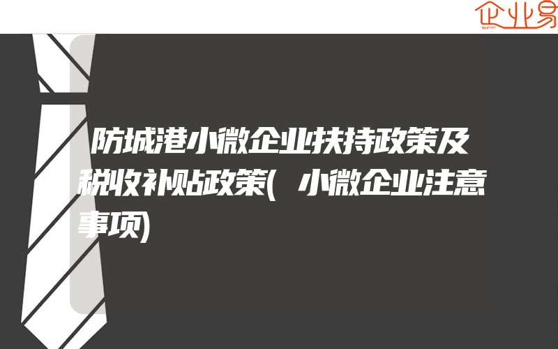 防城港小微企业扶持政策及税收补贴政策(小微企业注意事项)