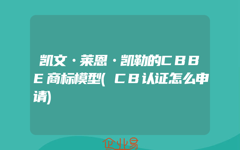 凯文•莱恩•凯勒的CBBE商标模型(CB认证怎么申请)