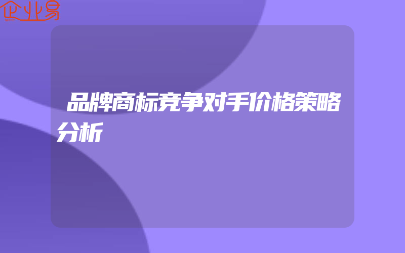 品牌商标竞争对手价格策略分析