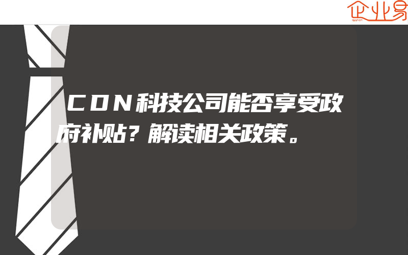 CDN科技公司能否享受政府补贴？解读相关政策。