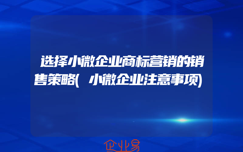 选择小微企业商标营销的销售策略(小微企业注意事项)