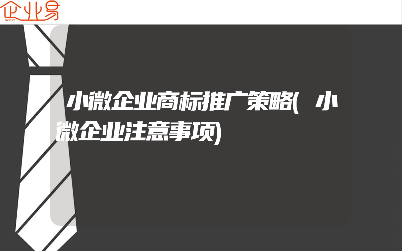 小微企业商标推广策略(小微企业注意事项)