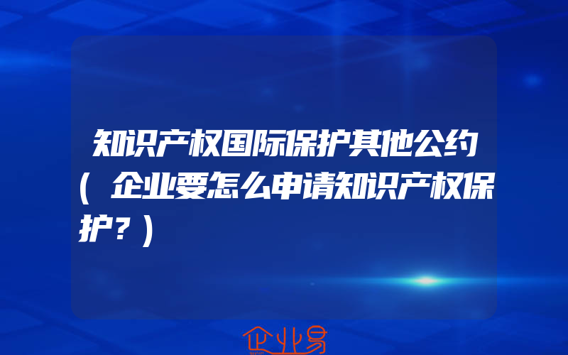 知识产权国际保护其他公约(企业要怎么申请知识产权保护？)