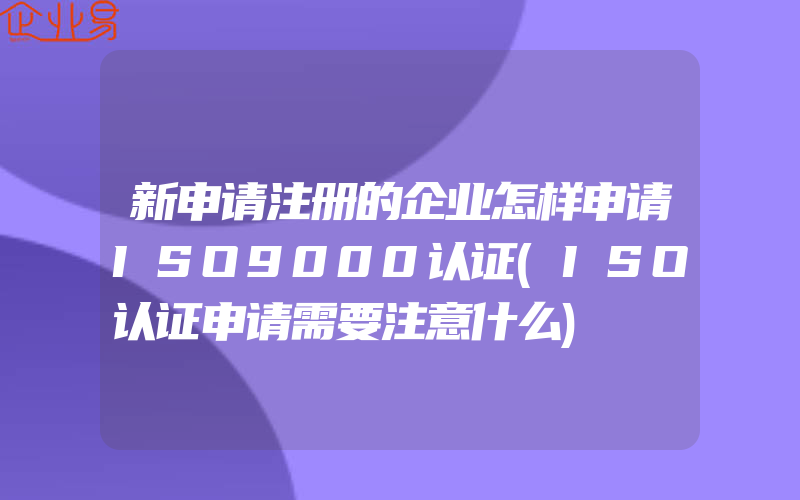 新申请注册的企业怎样申请ISO9000认证(ISO认证申请需要注意什么)