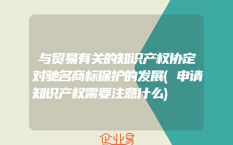 与贸易有关的知识产权协定对驰名商标保护的发展(申请知识产权需要注意什么)