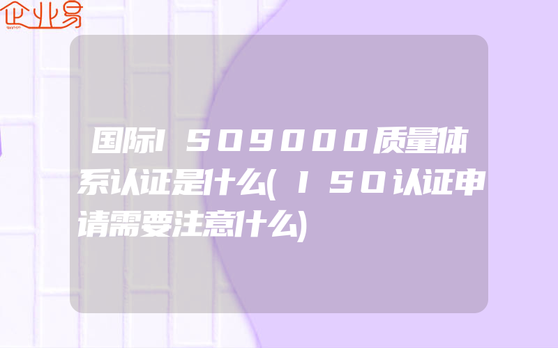 国际ISO9000质量体系认证是什么(ISO认证申请需要注意什么)